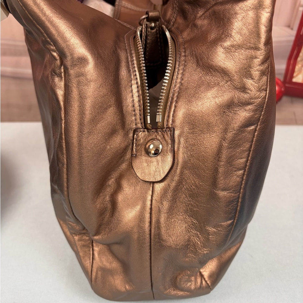 Coach Soho Metallic Gold Leather Shoulder Bag - Picture 8 of 15